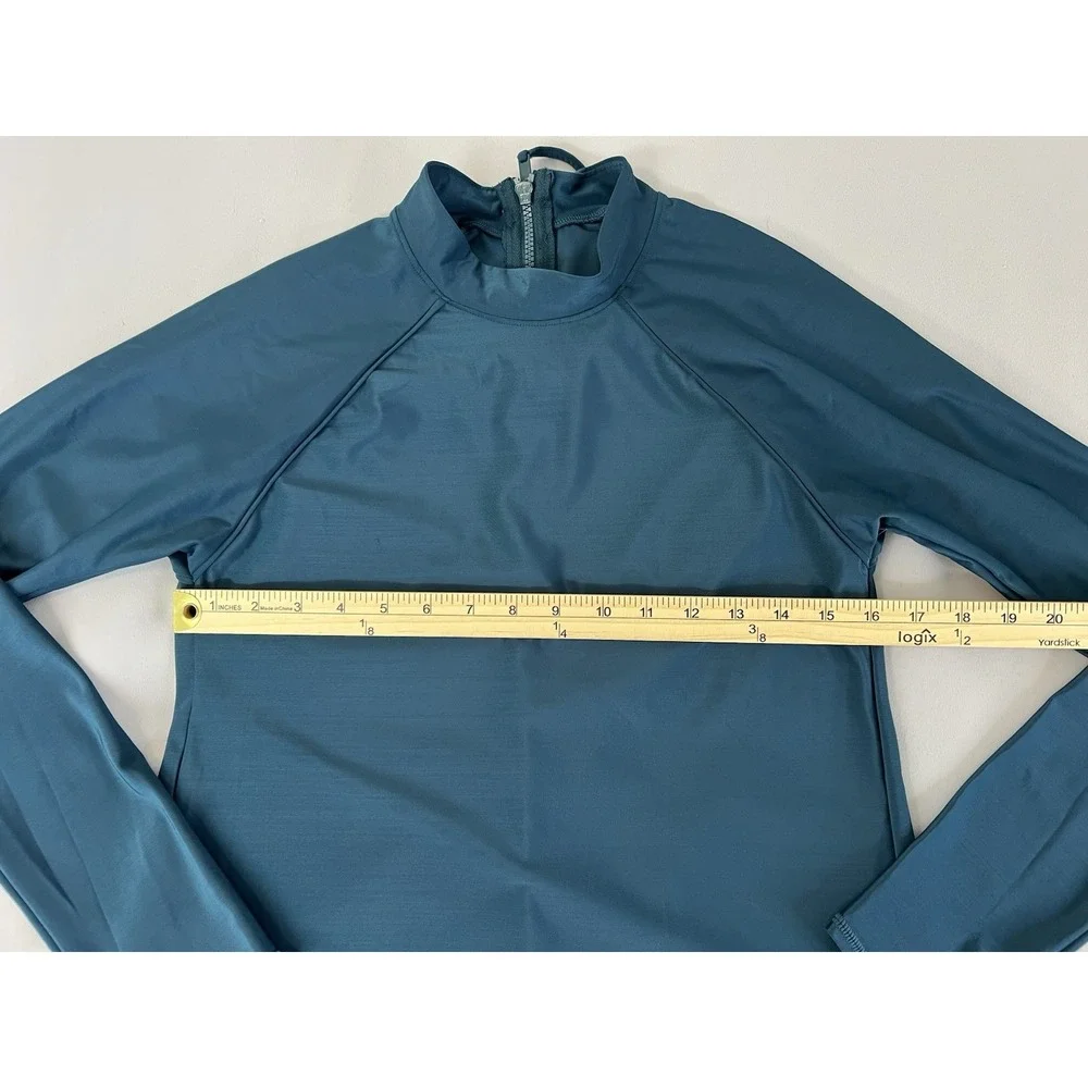 All In‎ Motion Women's Large Green  Mock Neck Long Sleeve Rash guard Surf NWT